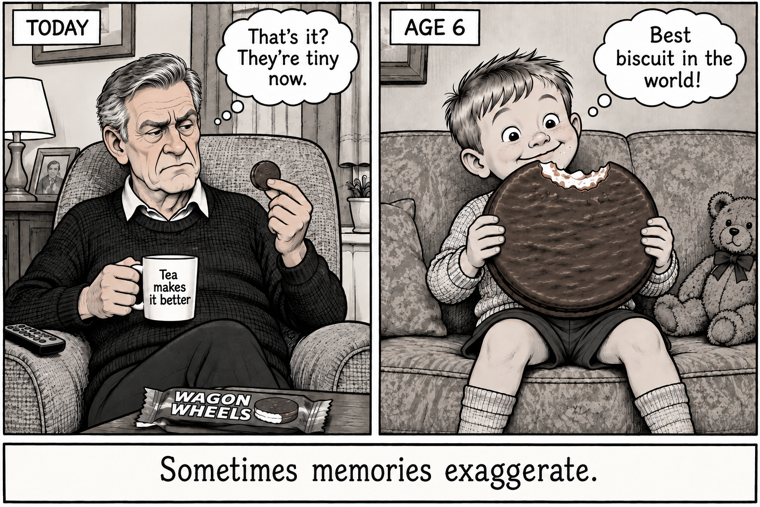 Syd remembers Wagon Wheels being enormous when he was six.