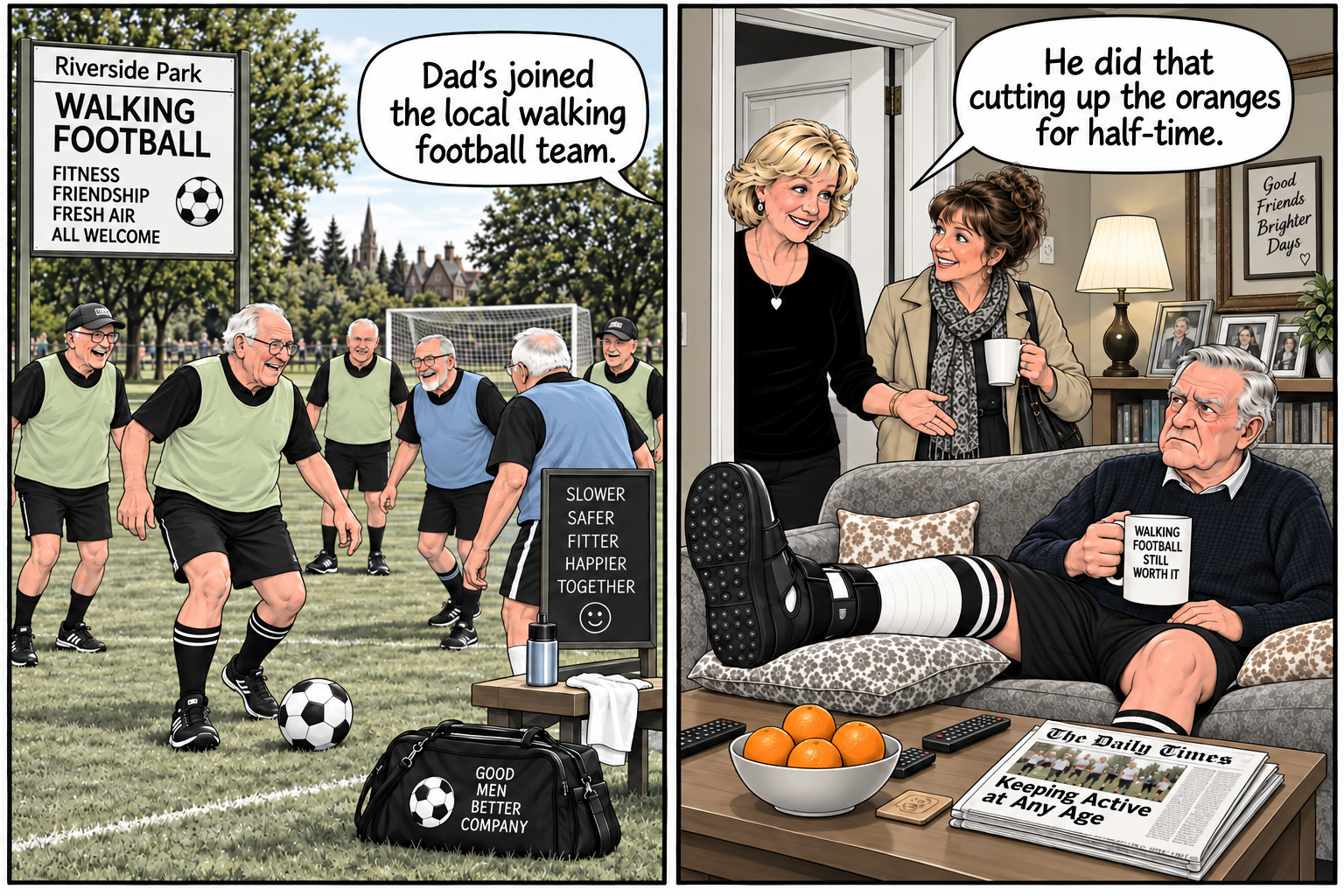 Syd joins a walking football team.